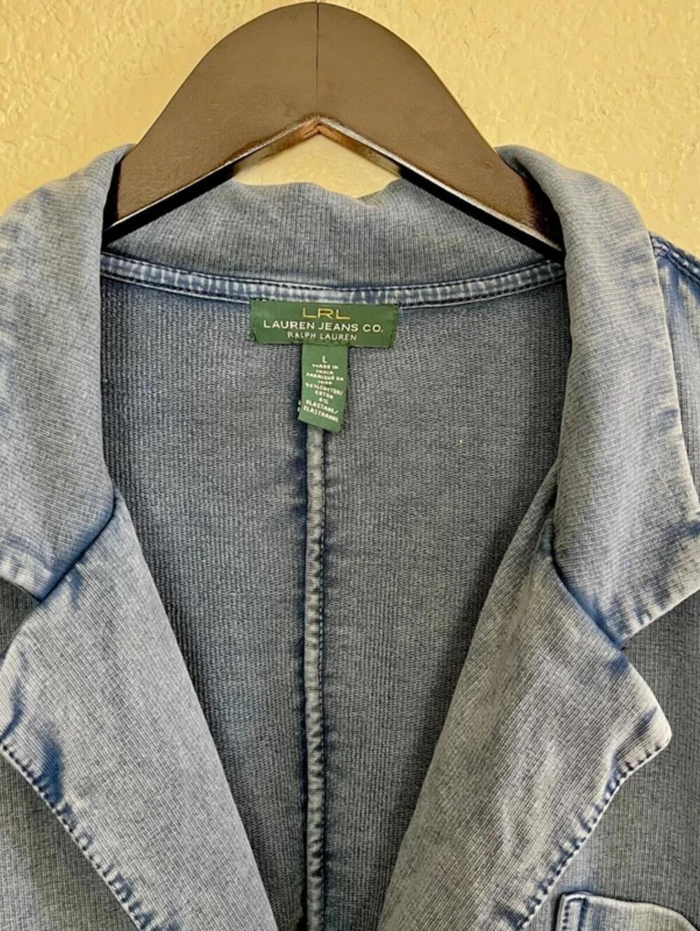 Vintage Lauren Ralph Lauren cotton Jean blazer jacket old money - Picture 4 of 8